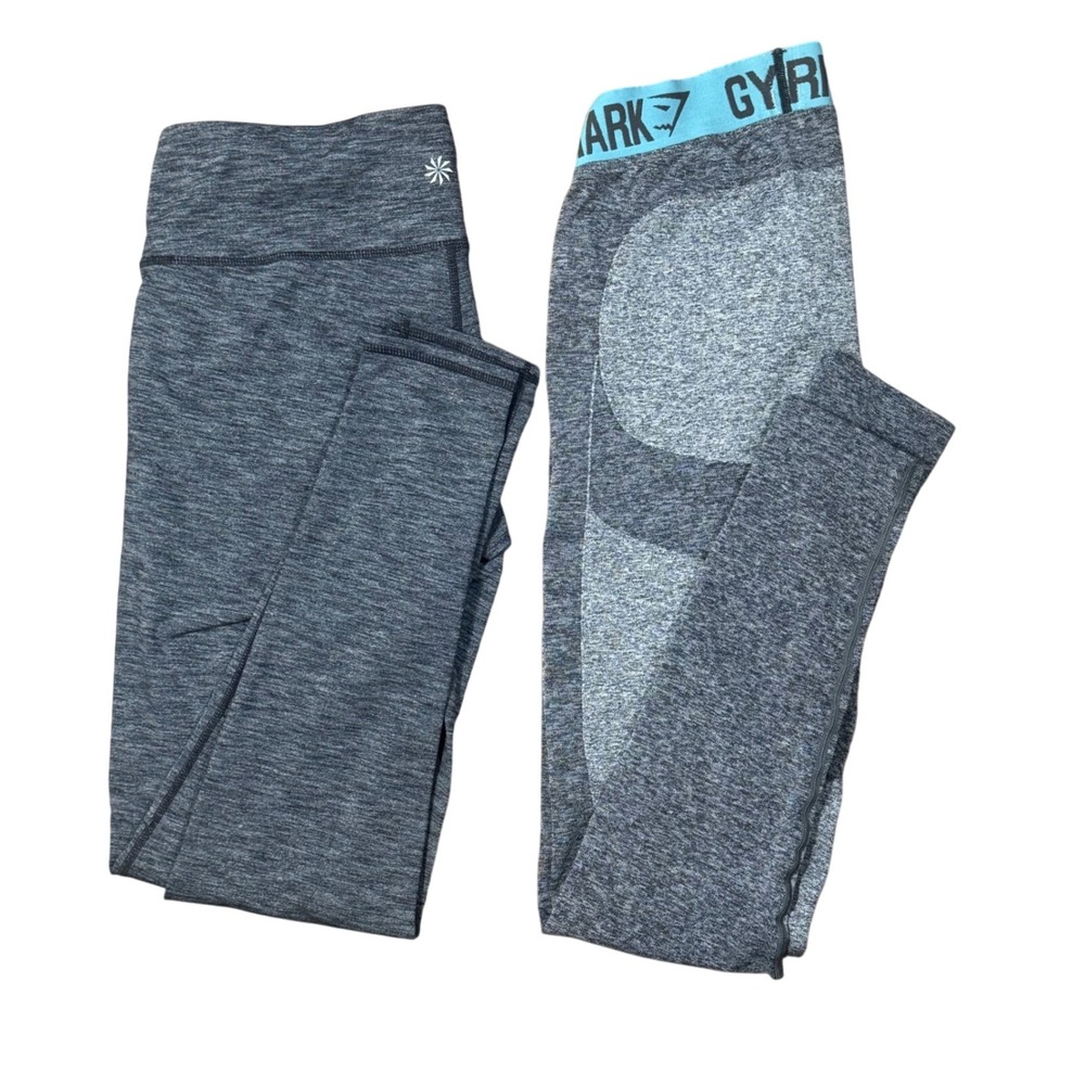 Lot of Gymshark & Athleta Leggings High Waisted Athletic Gym Workout Gray‎
